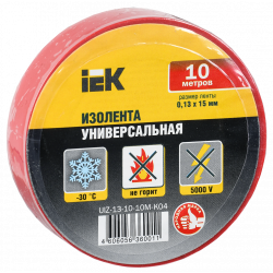 Изолента 0,13х15мм красная 10м IEK