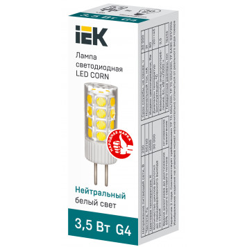 Лампа светодиодная CORN капсула 3,5Вт 230В 4000К керамика G4 IEK-2