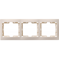 Рамка 3-местная горизонтальная РГ-3-ККм КВАРТА кремовый IEK
