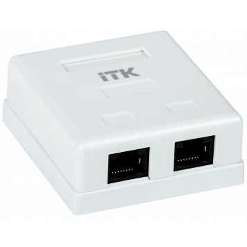 ITK Настенная информационная розетка RJ45 8P8C кат.5E UTP 2-порта белая