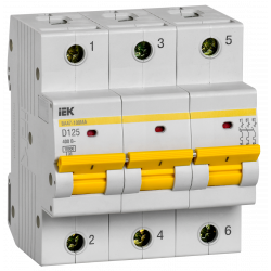 Автоматический выключатель ВА47-100МА без теплового расцепителя 3P 125А 10кА D IEK