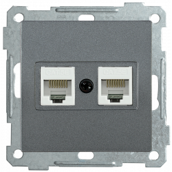 Розетка 2-местная компьютерная РК10-2-Б RJ45 Cat5e BOLERO антрацит IEK