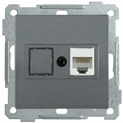 Розетка компьютерная РК10-1-Б RJ45 Cat5e BOLERO антрацит IEK