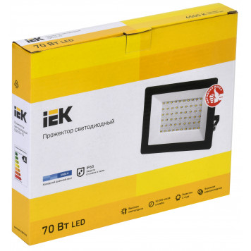 Прожектор светодиодный СДО 06-70 IP65 6500K черный IEK-1