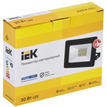 Прожектор светодиодный СДО 06-30 IP65 6500K черный IEK-1