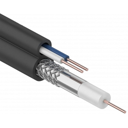 Кабель коаксиальный RG59 медный 75Ом FPE с кабелем питания 2х0,75мм2 PVC белый (300м) GENERICA