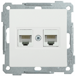 Розетка 2-местная компьютерная РК10-2-Б RJ45 Cat5e BOLERO белый IEK