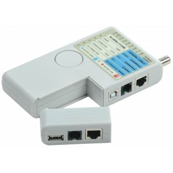 ITK Тестер для витой пары 4в1 RJ45/RJ11/BNC/USB с элементом питания