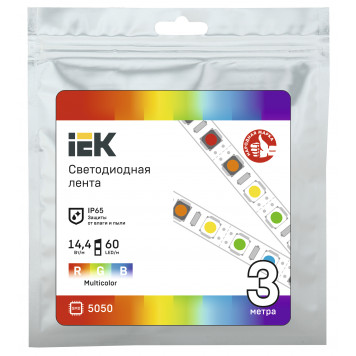 Лента светодиодная 3м LSR-5050RGB60-14,4-IP65-12В IEK-2