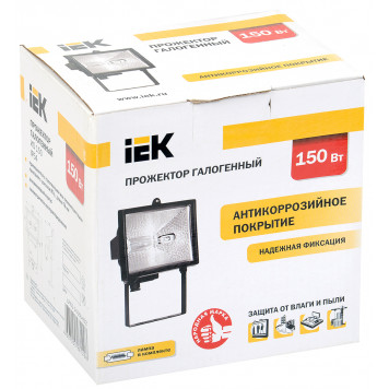 Прожектор галогенный ИО150 IP54 черный IEK-1