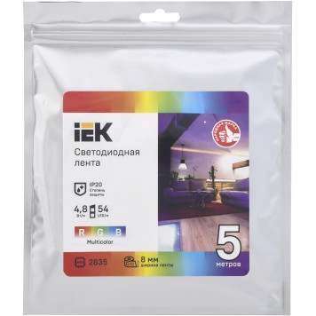 Лента светодиодная 5м LSR-2835RGB54-4,8-IP20-12В IEK-2