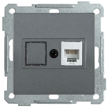 Розетка телефонная РТ12-1-Б RJ12 BOLERO антрацит IEK