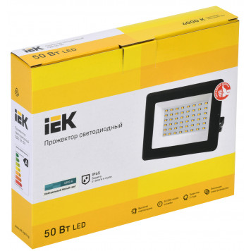 Прожектор светодиодный СДО 06-50 IP65 4000K черный IEK-1