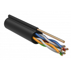 ITK Витая пара U/UTP кат.5E 4х2х24AWG solid LDPE c металлическим тросом 1,2мм черный (305м)