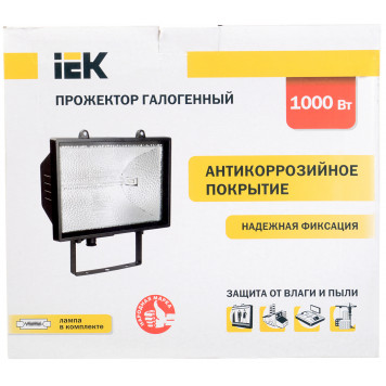 Прожектор галогенный ИО1000 IP54 черный IEK-2