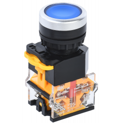 Кнопка управления D8-11T d=22мм 1з+1р с фиксацией синяя IEK