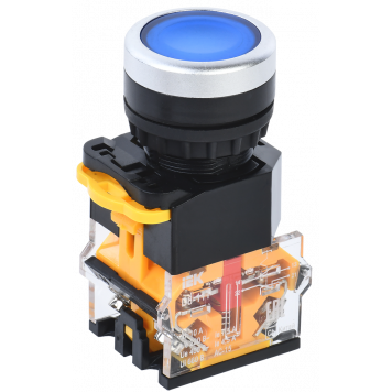 Кнопка управления D8-11T d=22мм 1з+1р с фиксацией синяя IEK
